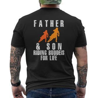 Father & Son Riding Buddies Dirt Bike Motocross Mens Back Print T-shirt | Mazezy