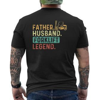 Father Husband Forklift Legend Forklift Driver Fork Stacker Mens Back Print T-shirt | Mazezy