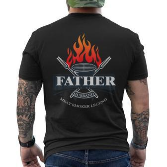 Father Husband Meat Smoker Legend Happy Father's Day Men's T-shirt Back Print - Thegiftio UK