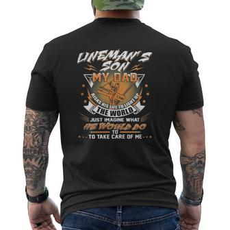 Father Linemans Son Proud Lineman Day Mens Back Print T-shirt | Mazezy