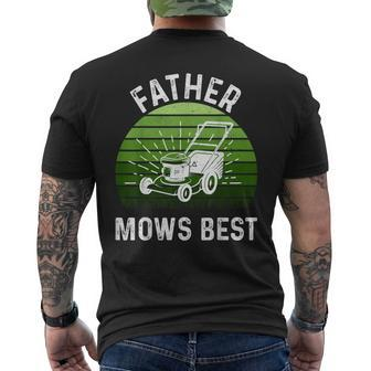 Father Mows Best Lawn Mowing Retro Fathers Day Men's T-shirt Back Print - Monsterry UK