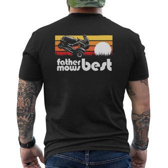 Father Mows Best Riding Lawn Mower Wheelie Vintage Mens Back Print T-shirt | Mazezy UK