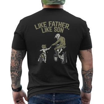 Like Father Son Dirt Bike Matching Motocross Boys Men Mens Back Print T-shirt | Mazezy