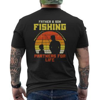 Father Son Fishing Partners For Life Retro Matching Dad Mens Back Print T-shirt | Mazezy
