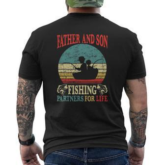 Father Son Fishing Partners For Life Vintage Dad Matching Mens Back Print T-shirt | Mazezy