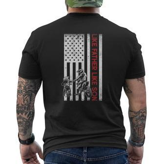 Like Father Like Sons Motocross Tee Dirt Bike American Flag Mens Back Print T-shirt | Mazezy