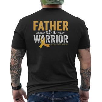 Father Of A Warrior Childhood Cancer Ribbon Oncology Mens Back Print T-shirt | Mazezy