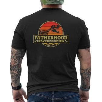 Fatherhood Like A Walk In The Park Dinosaurs Fathers Day Mens Back Print T-shirt | Mazezy UK
