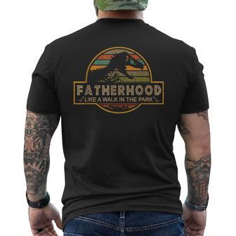 Fatherhood Is A Walk In The Park — Dino Father's Day Men's T-shirt Back Print - Seseable