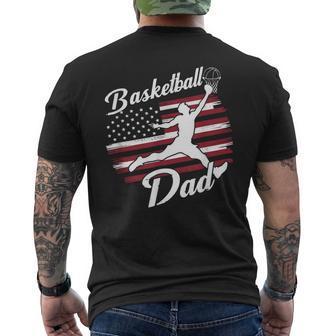 Father's Day 4Th July American Flag Basketball Sport Dad Men Men's T-shirt Back Print - Seseable