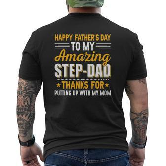 Father's Day To My Amazing Stepdad Putting Up Step Dad Mens Back Print T-shirt | Mazezy AU