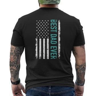 Father's Day Best Dad Ever With Us American Flag Mens Back Print T-shirt | Mazezy