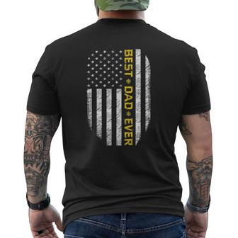 Fathers Day Best Dad Ever With Us American Flag Patriot Dad Mens Back Print T-shirt - Thegiftio UK