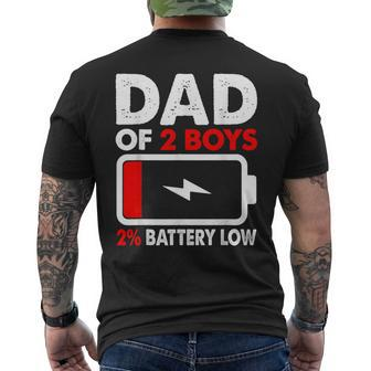 Father's Day Dad Of 2 Boys & Girl 2 Low Battery Men's T-shirt Back Print - Thegiftio UK