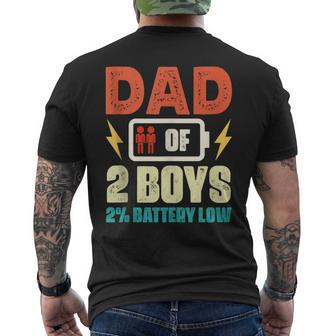 Fathers Day Dad Of 2 Boys Battery Father Of Two Boys Daddy Men's T-shirt Back Print - Thegiftio UK