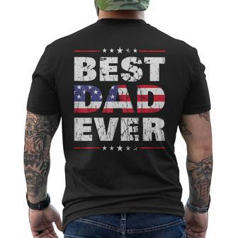 Fathers Day Dad Best Dad Ever Us American Flag Men's T-shirt Back Print - Seseable