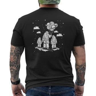 Fathers Day Dad And Children Astronauts Space Mens Back Print T-shirt | Mazezy