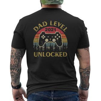 Father's Day Dad Level Unlocked 2021 Vintage Gamer Mens Back Print T-shirt | Mazezy