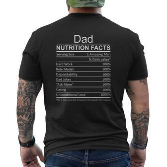 Father’S Day Dad Nutrition Facts Amazing Man Unconditional Love Mens Back Print T-shirt | Mazezy DE
