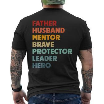 Father's Day Distressed Dad Husband Protector Leader Brave Men's T-shirt Back Print - Thegiftio UK