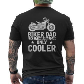 Father's Day Bike Riding Dad Motorcycle Biker Mens Back Print T-shirt | Mazezy