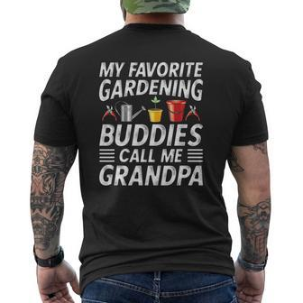 Father's Day Gardener Grandpa My Favorite Gardening Buddies Mens Back Print T-shirt | Mazezy