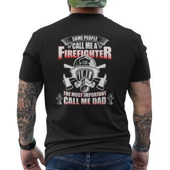 Fathers Day For Firefighter Dad Fireman Mens Back Print T-shirt | Mazezy CA