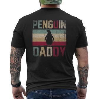 Father's Day Idea Animal Lover Dad Retro Penguin Mens Back Print T-shirt | Mazezy