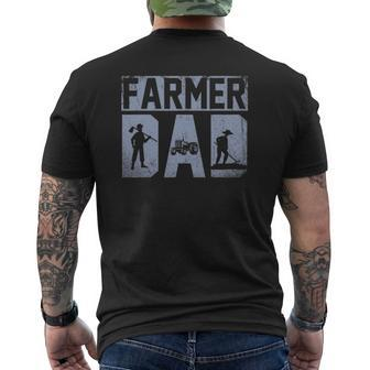 Fathers Day Idea Farm Dad Farming Farmer Mens Back Print T-shirt | Mazezy