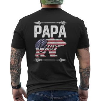 Father's Day Papa Bear Dad Grandpa Usa Flag July 4Th Mens Back Print T-shirt | Mazezy