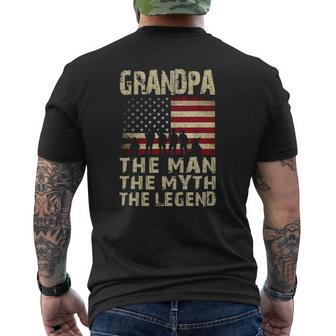 Father's Day Grandpa The Man Myth Legend Mens Back Print T-shirt | Mazezy