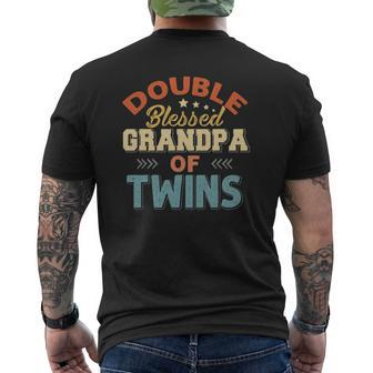 Father's Day Grandpa Tee Double Blessed Grandpa Of Twins Mens Back Print T-shirt | Mazezy DE