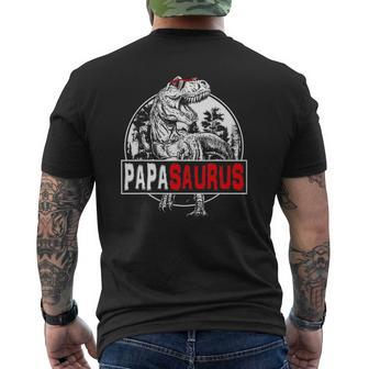 Father's Day Papasaurusrex Dinosaur Papa Saurus Mens Back Print T-shirt | Mazezy