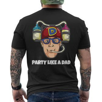 Father's Day Party Like A Dad Baby Bottle Helmet Men's T-shirt Back Print - Monsterry DE