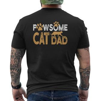 Father’S Day Pawsome Best Cat Dad Ever Vintage Cat Daddy Paw Silhouette Mens Back Print T-shirt | Mazezy