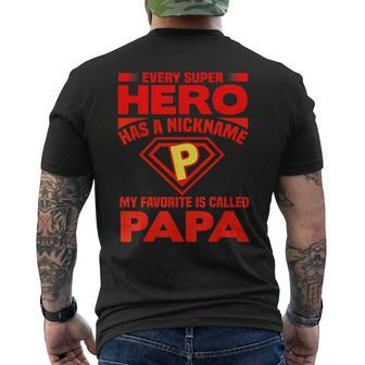 Father's Day Present Dads Super Hero Called Papa Men's T-shirt Back Print - Seseable