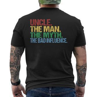 Father's Day Uncle The Man The Myth The Bad Influence Men Men's T-shirt Back Print - Thegiftio UK