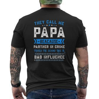 Father's Day They Call Me Papa Because Partner In Crime Mens Back Print T-shirt | Mazezy