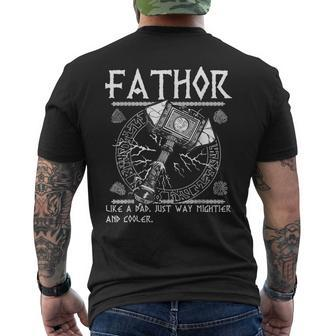 Fathor Like Dad Just Way Mightier Father's Day Fa-Thor Men's T-shirt Back Print - Monsterry CA