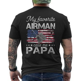 My Favorite Airman Calls Me Papa Proud Us Air Force Papa Men's T-shirt Back Print - Seseable