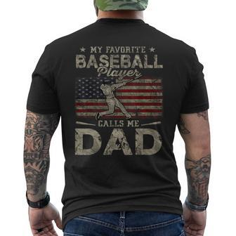 My Favorite Baseball Player Calls Me Dad Father's Day Men's T-shirt Back Print - Monsterry UK