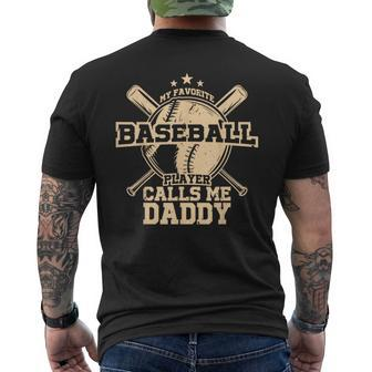 My Favorite Baseball Player Calls Me Daddy Father's Day Men's T-shirt Back Print - Monsterry UK