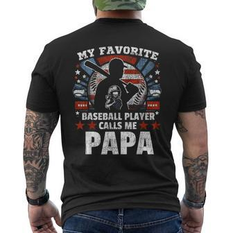 My Favorite Baseball Player Calls Me Papa Father's Day Men Men's T-shirt Back Print - Monsterry UK
