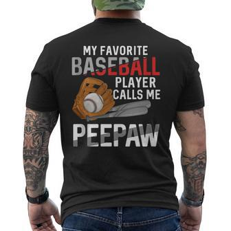 My Favorite Baseball Player Calls Me Peepaw Father's Day Men's T-shirt Back Print - Thegiftio UK