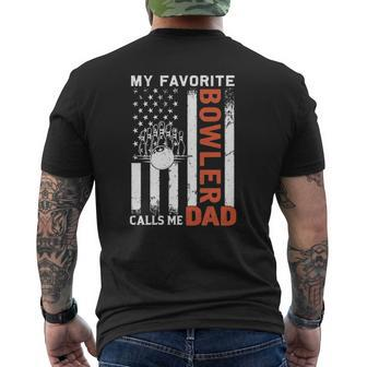 My Favorite Bowler Calls Me Dad Usa Flag Father's Day Mens Back Print T-shirt | Mazezy