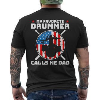 My Favorite Drummer Calls Me Dad Drummer Men's T-shirt Back Print - Monsterry