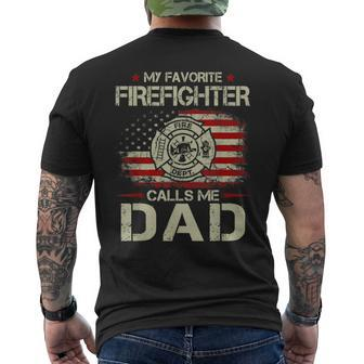 My Favorite Firefighter Calls Me Dad For Fathers Day Men's T-shirt Back Print - Monsterry