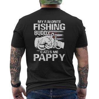 My Favorite Fishing Buddy Calls Me Pappy Mens Back Print T-shirt | Mazezy