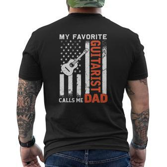 My Favorite Guitarist Calls Me Dad Usa Flag Father's Day Mens Back Print T-shirt | Mazezy