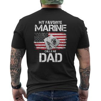 My Favorite Marine Calls Me Dad Veterandad Mens Back Print T-shirt | Mazezy